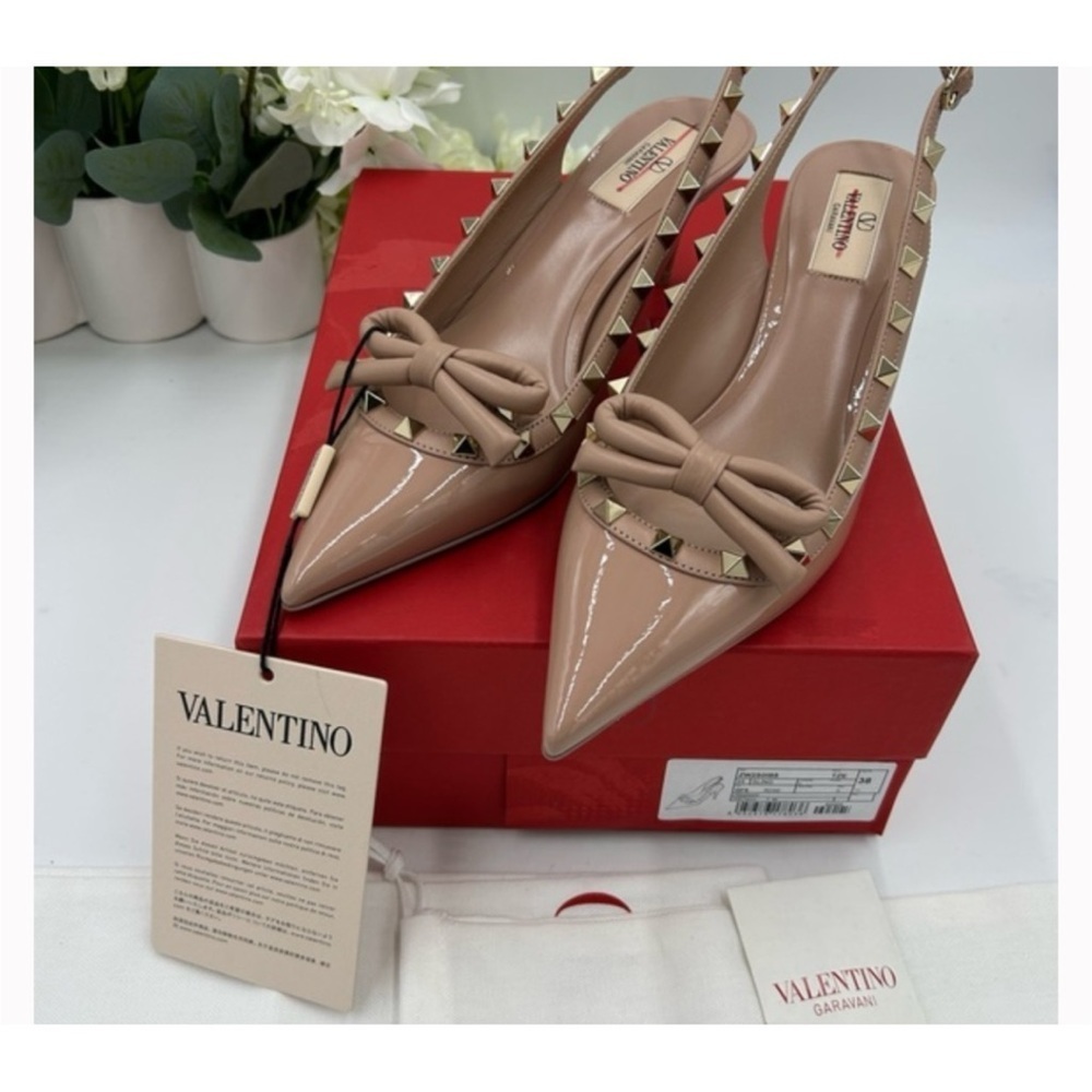 Valentino Garavani rock stud 60 patent leather sling back pumps size 38 - Picture 5 of 10